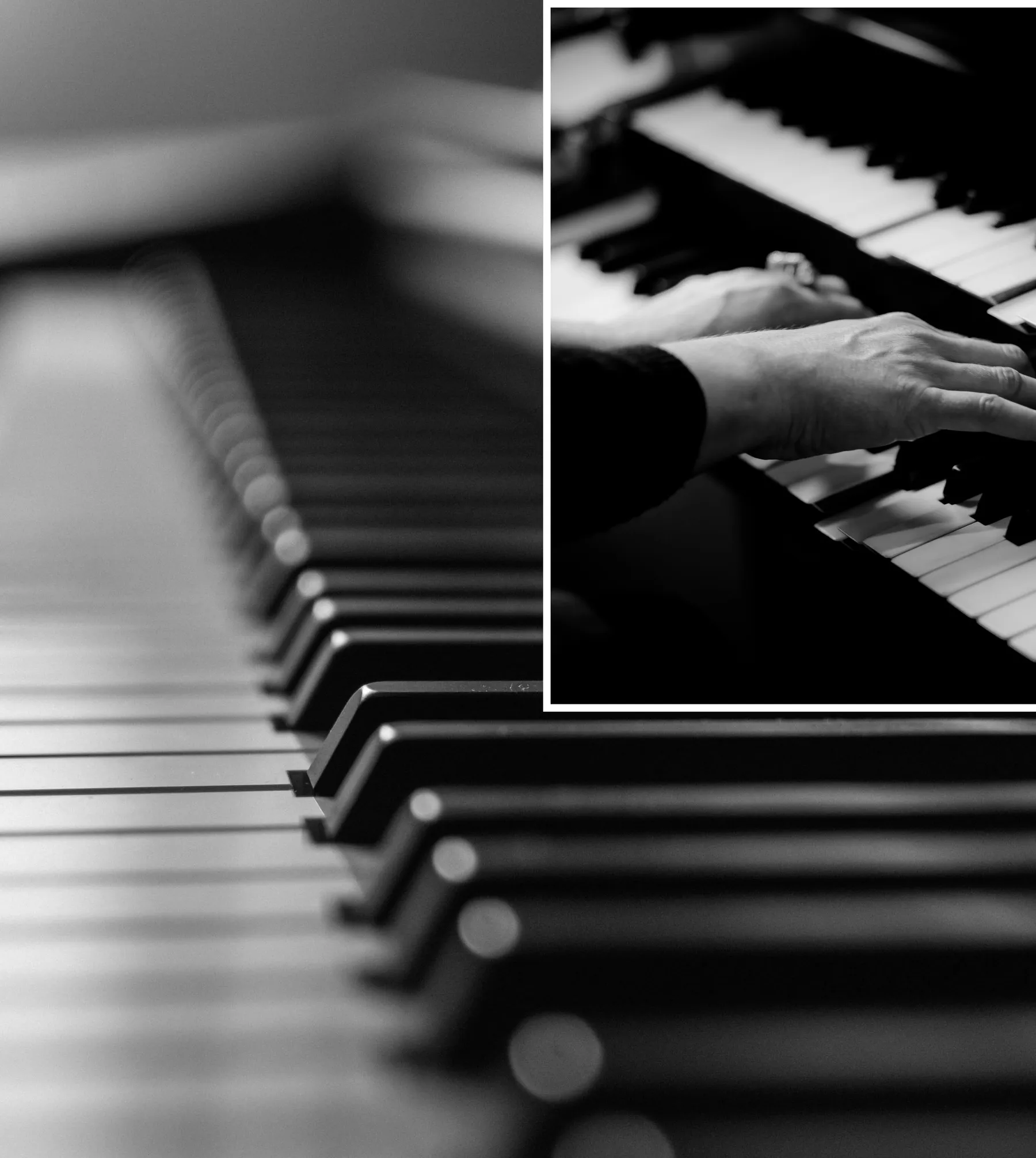 Mãos tocando piano, representando uma rotina financeira sem burocracia